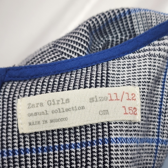 79. Zara Girls Plaid Ruffle Sleeve Dress 11/12 - Picture 2 of 8